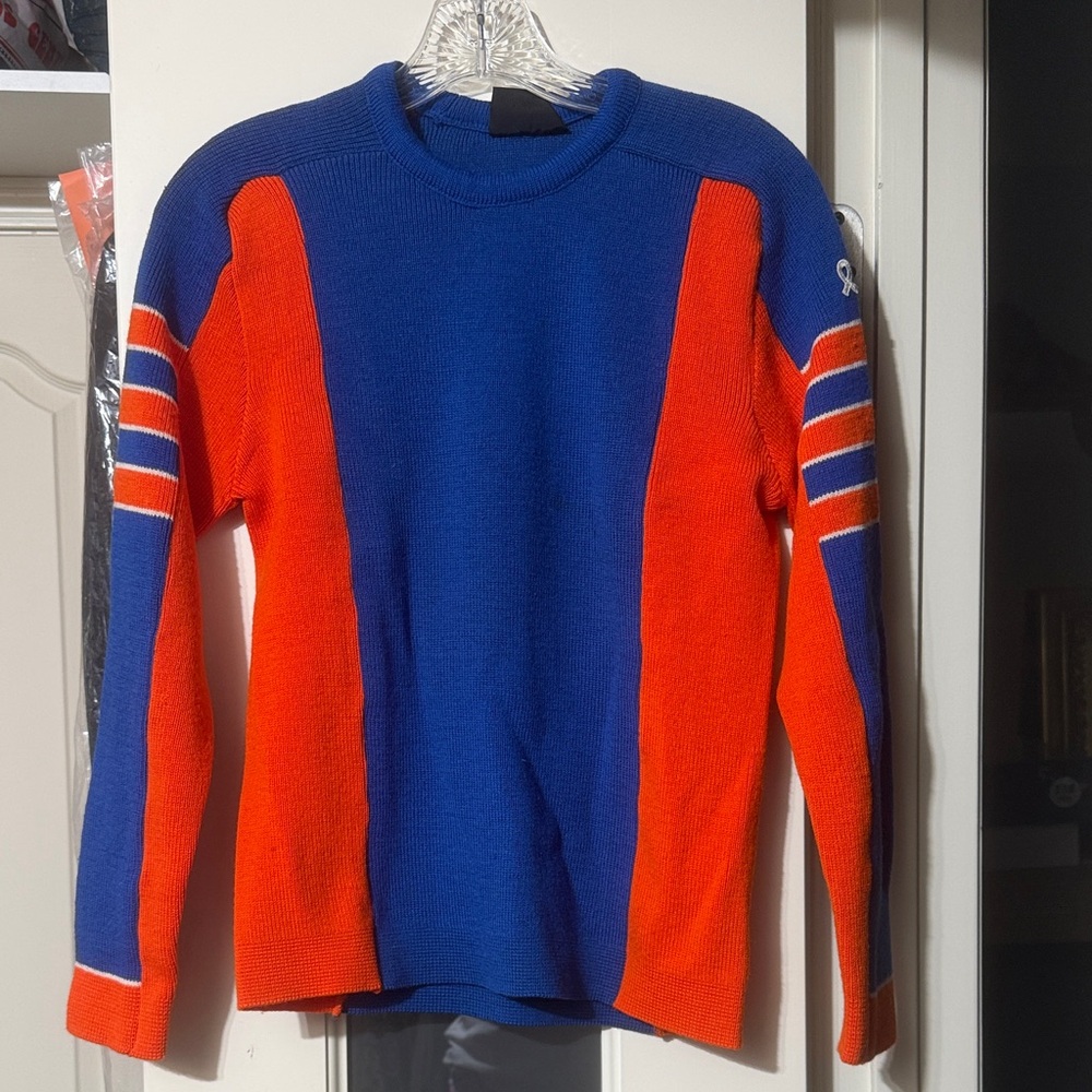 Vintage Blue and Orange Ski Sweater